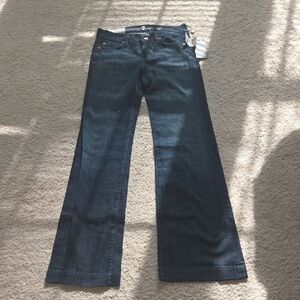 7 For All Mankind Deep Blue Wide Leg Jeans